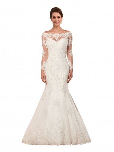 Ivory Mermaid Bateau Neck Chapel Train Sexy Wedding Dress Bolton