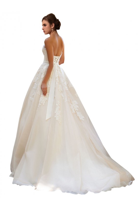 Ivory & Champagne Ball Gown Sweetheart Chapel Train Wedding Dress Bolton