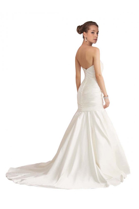 Low Back Ivory Mermaid Strapless Chapel Train Beach Wedding Dress Bolton