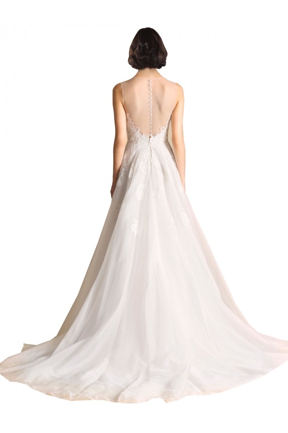 Ivory A-Line Illusion Neck Sleeveless Chapel Train Wedding Dress Bolton