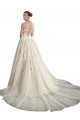 Ivory & Champagne A-Line Illusion Neck Chapel Train Wedding Dress Bolton