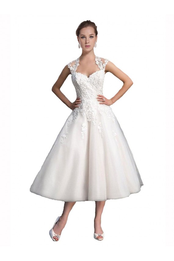 Ivory A-Line Sweetheart Tea Length Beach Wedding Dress Bolton