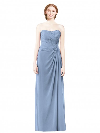 Dusty Blue A-Line Strapless Long Formal Dresses / Bridesmaid Dresses Bolton