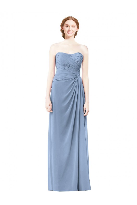Dusty Blue A-Line Strapless Long Formal Dresses / Bridesmaid Dresses Bolton