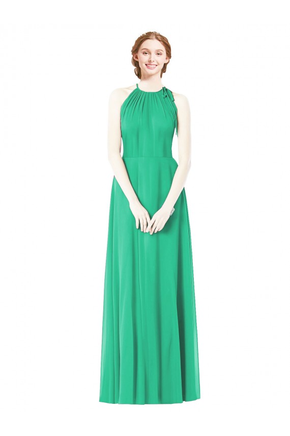 Emerald Green A-Line Halter Neck Long Bridesmaid Dress Bolton