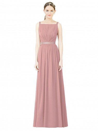 Dusty Pink A-Line High Neck Long Bridesmaid Dress Bolton
