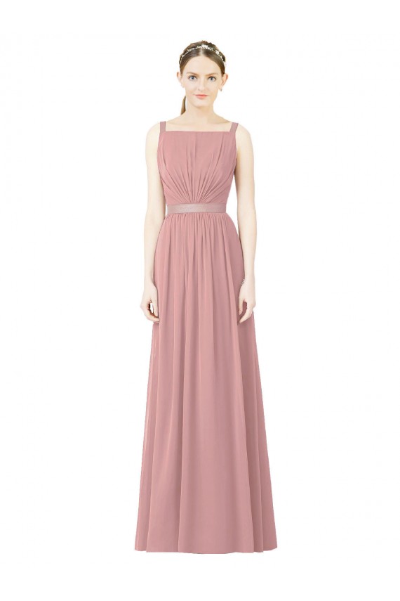 Dusty Pink A-Line High Neck Long Bridesmaid Dress Bolton