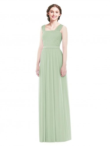 Sage A-Line Spaghetti Straps Long Bridal Party Dress Bolton