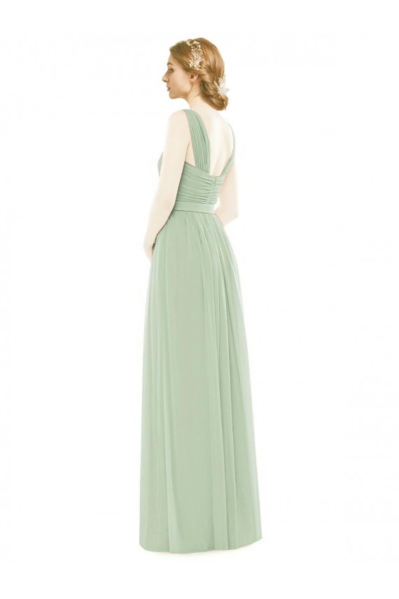 Sage A-Line Spaghetti Straps Long Bridal Party Dress Bolton