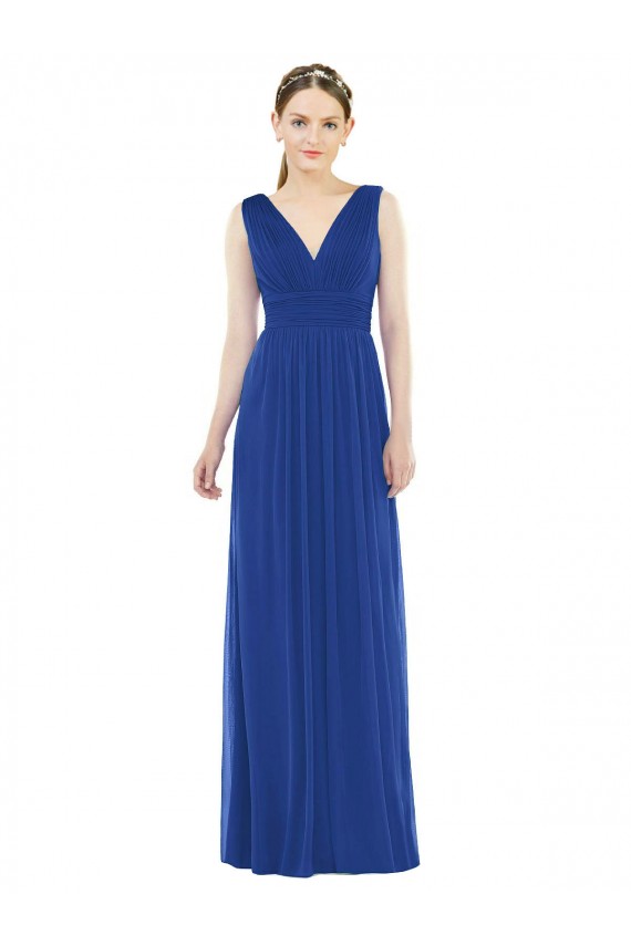 Royal Blue A-Line V-Neck Long Bridesmaid Gowns Bolton
