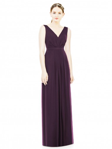 Grape A-Line V-Neck Long Bridesmaid Dress / Evening Dress Bolton