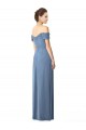 Dusty Blue A-Line Off the Shoulder Long Bridesmaid Dress Bolton
