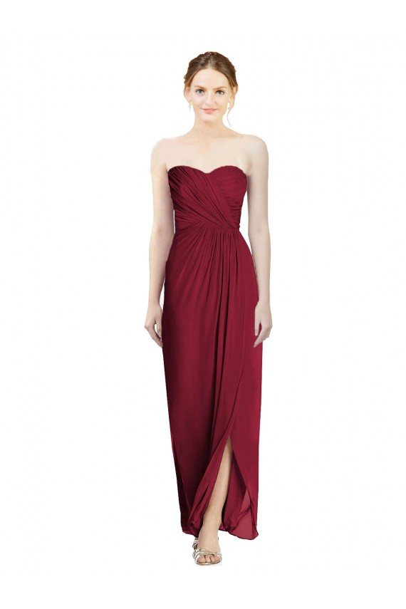 Burgundy Sheath Sweetheart Long Bridesmaid Dress Bolton