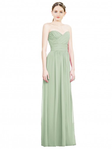Open Back Sage A-Line Strapless Long Bridesmaid Dress Bolton