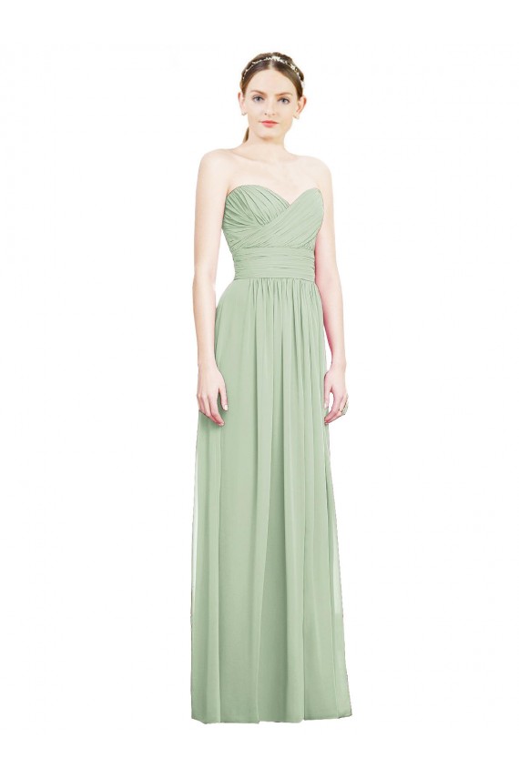 Open Back Sage A-Line Strapless Long Bridesmaid Dress Bolton
