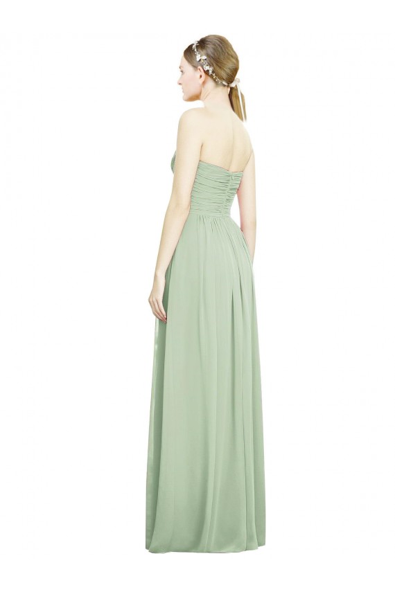 Open Back Sage A-Line Strapless Long Bridesmaid Dress Bolton