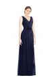 Dark Navy A-Line V-Neck Long Bridesmaid Gowns Bolton
