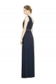 Dark Navy A-Line V-Neck Long Bridesmaid Gowns Bolton