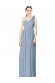 Dusty Blue A-Line One Shoulder Long Bridesmaid Dress Bolton