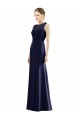 Dark Navy Mermaid Illusion Neck Long Bridesmaid Dress Bolton