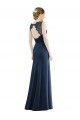Dark Navy Mermaid Illusion Neck Long Bridesmaid Dress Bolton