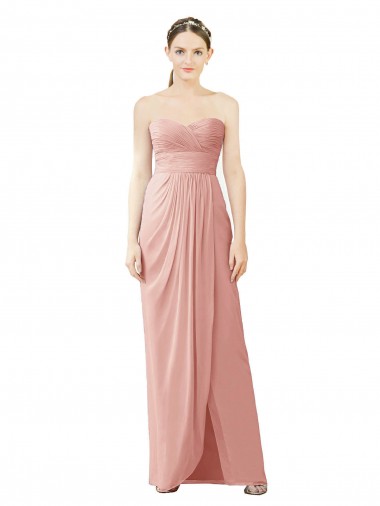 Bliss Pink A-Line Strapless Long High Low Bridesmaid Dress Bolton
