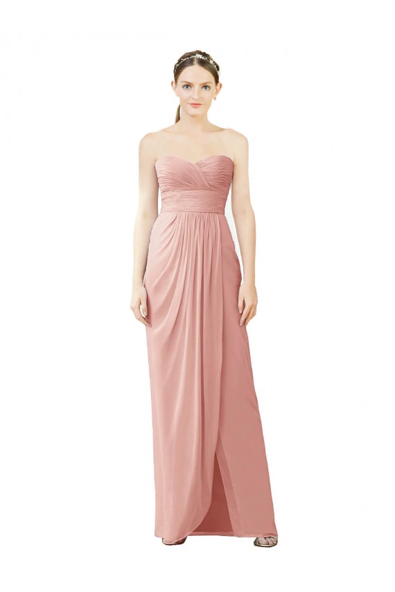 Bliss Pink A-Line Strapless Long High Low Bridesmaid Dress Bolton