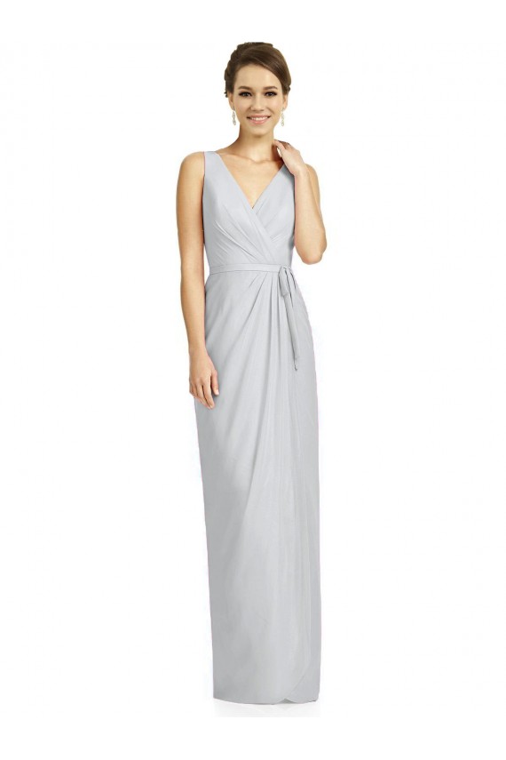V-Back Frost Sheath V-Neck Long Bridesmaid Dress Bolton