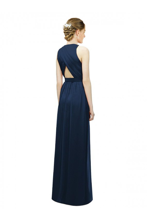 Salmon A-Line Halter Neck Long Bridesmaid Dress Bolton