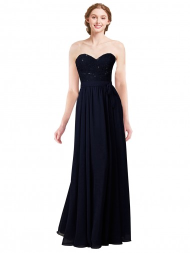 Dark Navy A-Line Sweetheart Long Formal Dress / Bridesmaid Dress Bolton