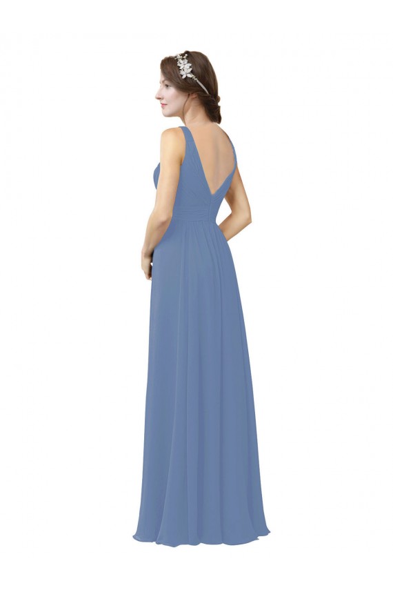 Windsor Blue Sheath V-Neck Long Bridal Party Dress Bolton