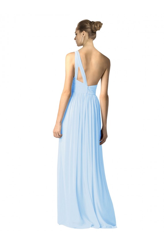 Light Sky Blue A-Line One Shoulder Long Bridesmaid Dress Bolton