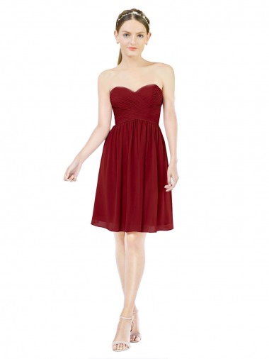 Burgundy A-Line Sweetheart Knee Length Bridesmaid Dress Bolton