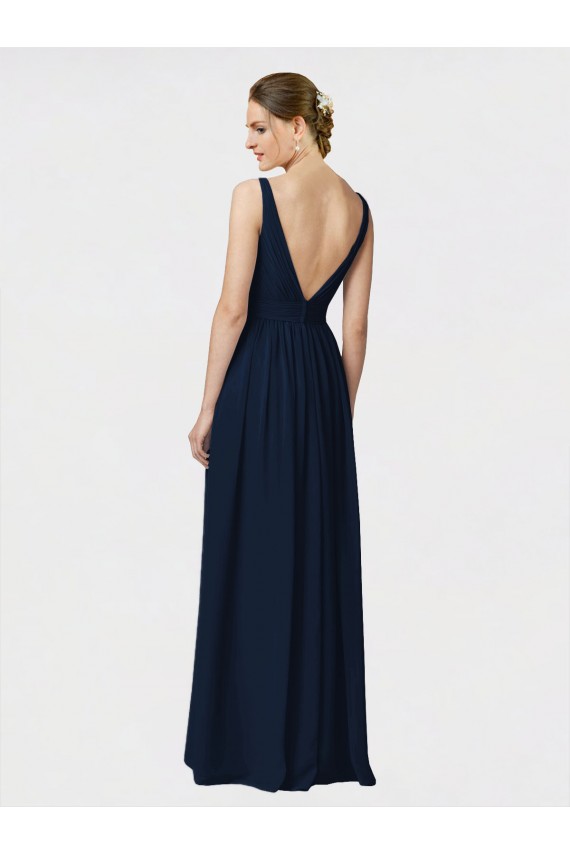 Dark Navy A-Line V-Neck Long Bridesmaid Dresses / Formal Dresses Bolton