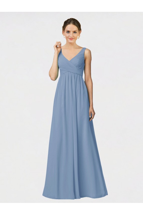 Dusty Blue A-Line Sweetheart Long Bridesmaid Gown Bolton