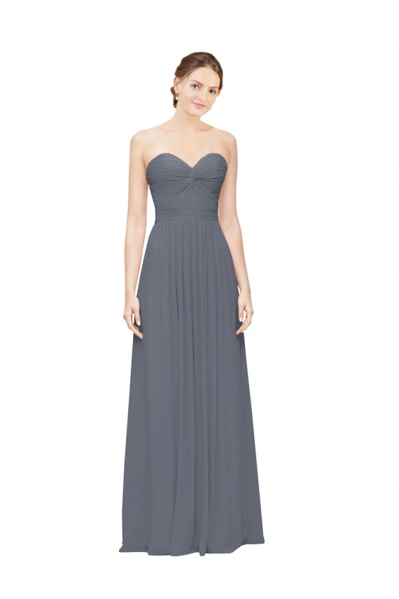 Slate Grey A-Line Sweetheart Long Bridesmaid Dress Bolton