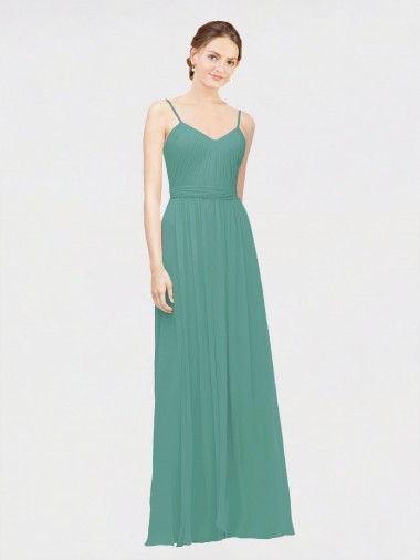 Icelandic Silver A-Line V-Neck Long Bridesmaid Dress / Evening Dress Bolton
