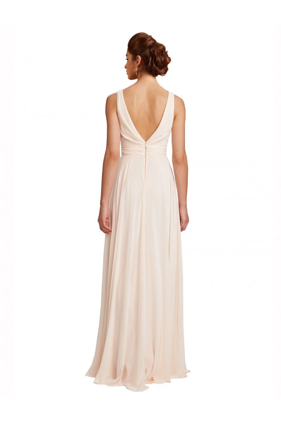 V-Back Cream Pink A-Line High Neck Long Bridesmaid Dress / Evening Dress Bolton