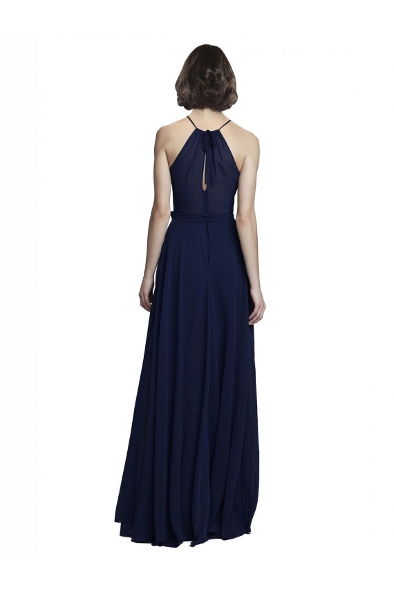 Dark Navy A-Line High Neck Long Evening Gowns / Bridesmaid Dresses Bolton