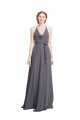 Slate Grey A-Line Halter Neck Long Bridesmaid Dress Bolton