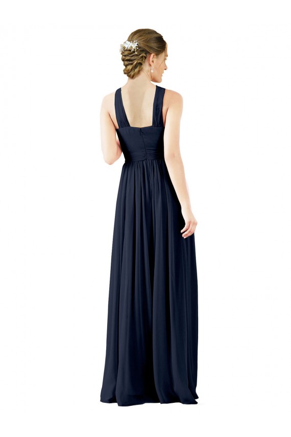 Dark Navy Princess V-Neck Long Bridesmaid Gowns Bolton