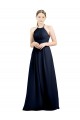 Open Back Dark Navy A-Line High Neck Long Evening Gowns / Bridesmaid Dress Bolton