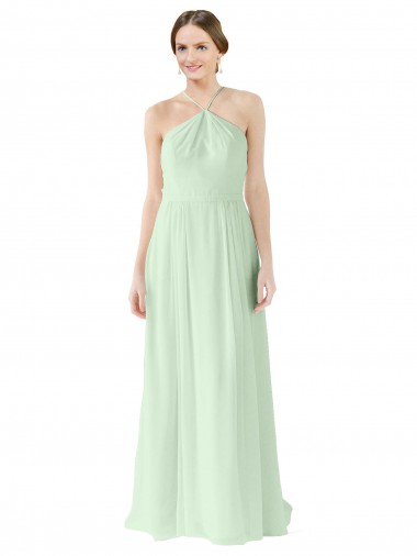Sage A-Line Halter Neck Long Bridesmaid Dress Bolton