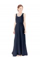 Open Back Dark Navy A-Line Scoop Neck Long Bridesmaid Dress Bolton