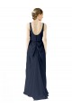 Open Back Dark Navy A-Line Scoop Neck Long Bridesmaid Dress Bolton