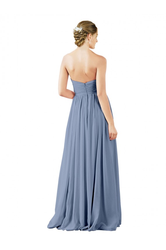 Open Back Dusty Blue A-Line Sweetheart Long Evening Gowns / Bridesmaid Dress Bolton