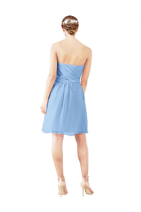 Open Back Periwinkle A-Line Strapless Knee Length Bridesmaid Dress Bolton