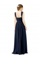 Open Back Dusty Blue A-Line Square Neck Long Bridesmaid Dress Bolton