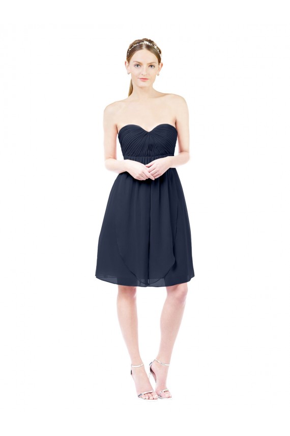 Open Back Dark Navy A-Line Sweetheart Knee Length Bridesmaid Dress Bolton