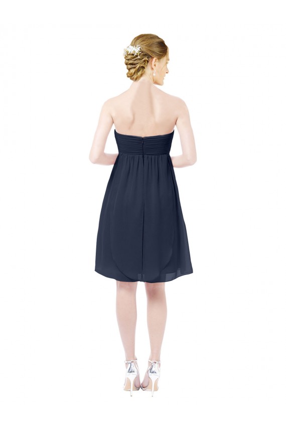 Open Back Dark Navy A-Line Sweetheart Knee Length Bridesmaid Dress Bolton